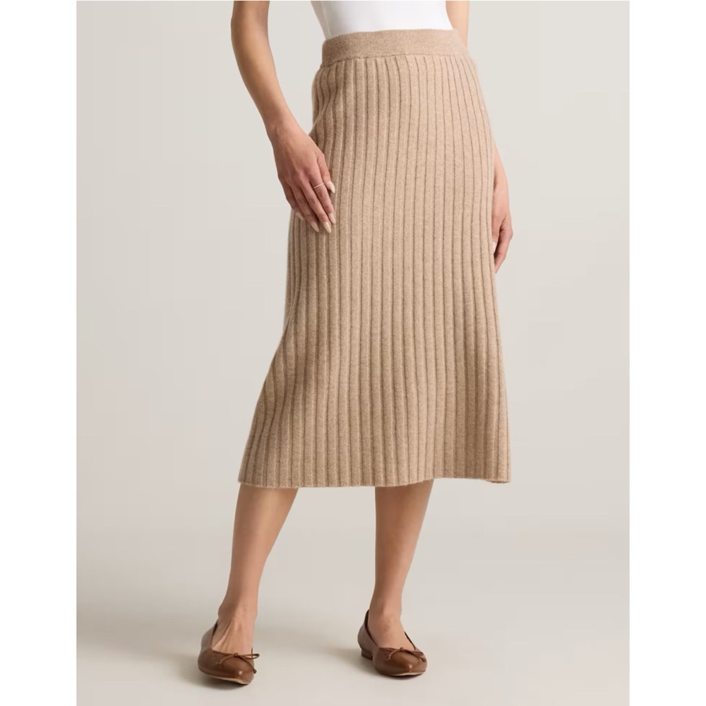 Quince Mongolian Cashmere Midi Skirt — oatmeal size xs NWT
